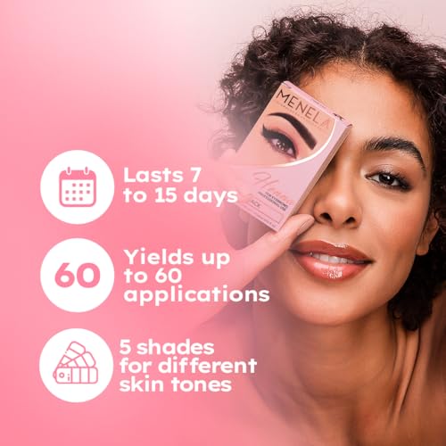 MENELA Eyebrow Henna Tint Kit - Dark Brown Brow Color with Bamboo Extract - Natural Look, Easy Application - 2.5g Henna + 15ml Fixer - Ammonia-Free, Vegan, Cruelty-Free