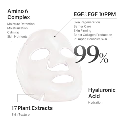 Pregnancy Safe 2GF Bio Gel Face Mask Elasticity & Hydration Care, Firming, Repairing, Lifting Sagging Skin, Anti Aging Care, Glow Skin, Growth Factor Korean Skincare (10 sheets), Stocking Stuffer