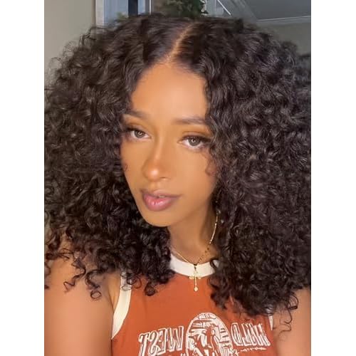 M-Cap Kinky Curly Wear and Go 9x6 Glueless Wigs Human Hair Pre Plucked Pre Cut Pre Bleached Tiny Knots HD Lace Front Wig Human Hair 180% Density Kinky Curly Glueless Wig 20 Inch