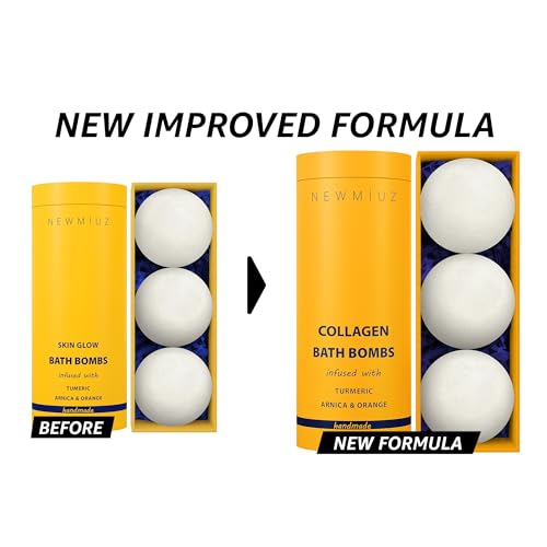 Collagen Bath Bombs Luxurious Bath Foam Gift for Dry Skin Hydration Moisturizing Turmeric Arnica Orange Essential Oil Infused for A Blissful Experience