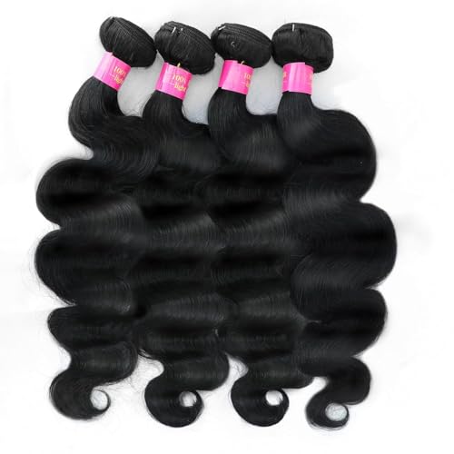 12A Brazilian Body Wave Human Hair 4 Bundles 20 22 24 26 Inch 100% Unprocessed Brazilian Virgin Human Hair Weave Bundles Body Wave Hair Extensions Natural Color