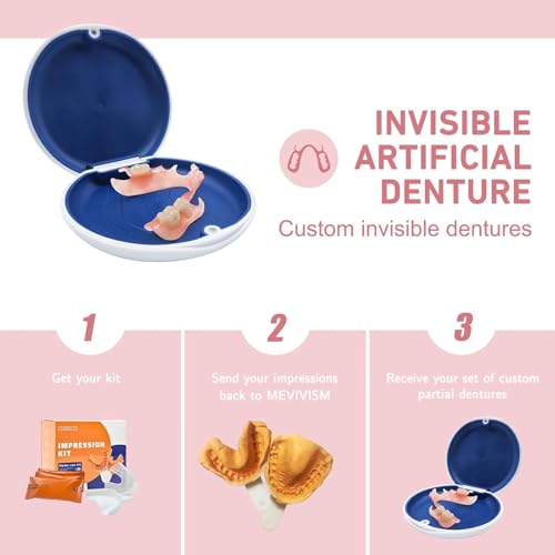 Custom Partial Dentures ? Personalized Removable Denture Set for Missing Teeth | 1?6 Tooth Replacement with Storage Case | Natural Look & Comfortable Fit (2 Teeth)