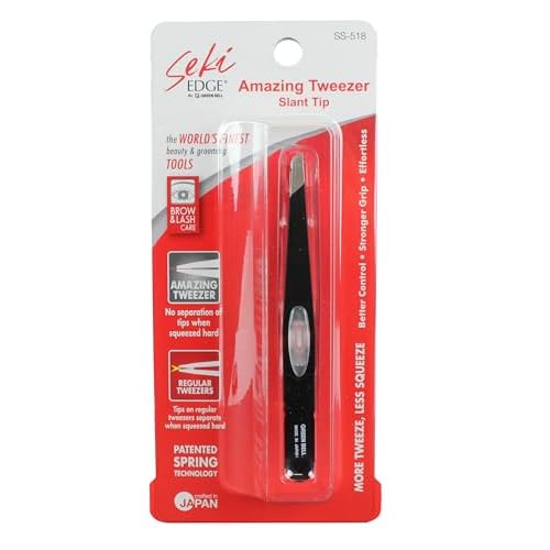 SEKI EDGE SS-518 Amazing Tweezer - Slant Tip Stainless Steel Black