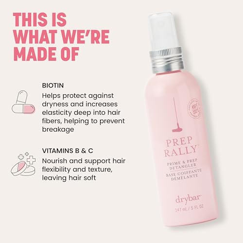 Drybar Prep Rally Prime & Prep Detangler | Nourishes Hair, Detangles with Ease, Leaves Hair Soft & Manageable, Protects Hair, Cruelty Free
