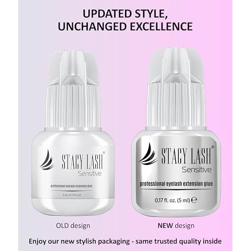 Sensitive Eyelash Extension Glue Stacy Lash 0.17fl.oz/5ml / 5-6 Sec Drying time/Retention ? 4-5 Weeks/Black Adhesive/Professional Supplies