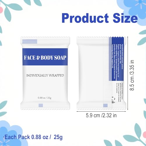 Travel Size Bars Soap in Bulk, Individually Wrapped Mini Small Body Hand and Face Soaps Toiletries Amenities for Hotel, Shelter/Homeless/Nursing Home/Charity/Motel/Guest Bathroom 0.88 oz (60 Pack)