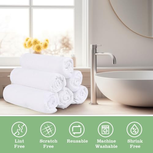 Washcloths Bulk - 200 Pack - Face Towels (12" x 12"), Highly Soft Wash Cloths and Hand Towels, Fast Drying Multi-Purpose Microfiber Cleansing Cloths for Bathroom, Hotel, Spa, and Salon - White