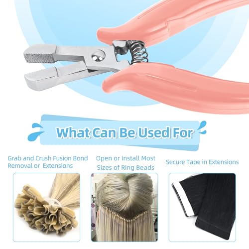 Fusion Bond Crusher Tool for Keratin Hair Extensions(Thread Shape),Pink