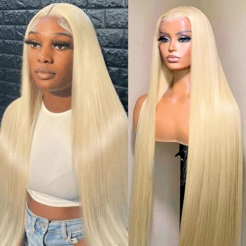28 Inch 613 Lace Front Wig Human Hair Blonde 13X4 HD Transparent Lace Front Wig Huma n Hairs 180% Density Blonde Glueless Wig 613 HD Straight Lace Frontal Wigs Human Hair Pre Plucked