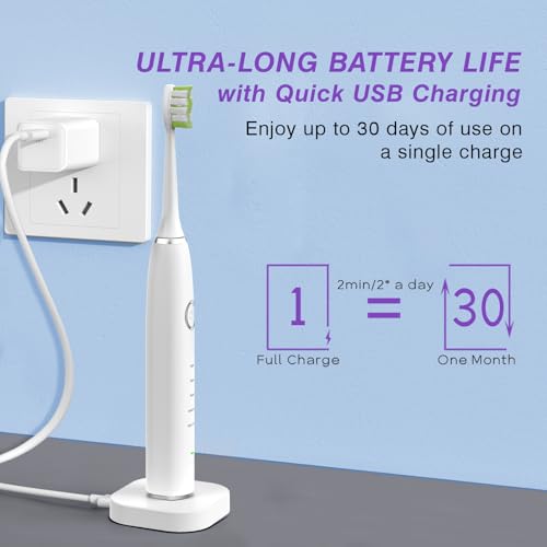 Advanced Sonic Electric Toothbrush with 4 Replacement Heads ? Multiple Modes for Deep Clean