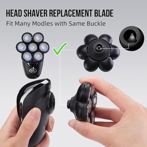 Bald Head Shaver Replacement Blades for Head Shaver, Premium 7 Blades Shaver Replacement Heads for Universal Head Shavers and Freedom Bald Men Grooming, 3 Cleaning Brush, 3 Pack