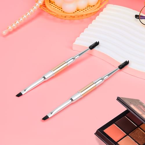 Unaone Eyebrow Brush - 2 PCS Professional Dual-Ended Angled Eye Brow Brush Applicator For Shaping and Filling Brows Lashes Eyeliner