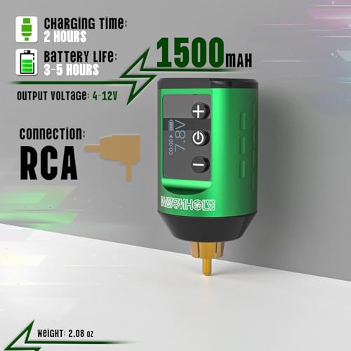 Wormhole Wireless Tattoo Practice Machine Kit Tattoo Pen Kit Complete Tattoo Kit Rechargeable Cordless Tattoo Power Supply Portable 1500mAh with LED Digital Display for Tattooist WTK261