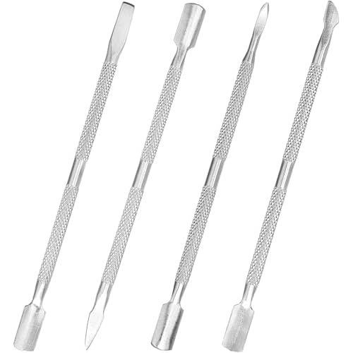 4pcs Cuticle Pusher Metal Cuticle Pusher Tool Kit Nail Cleaner Cuticle Care Nail Cuticle Remover Tools Nail Scraper Under Nail Cleaner Tool Cuticle Pushers for Fingernails Toenails