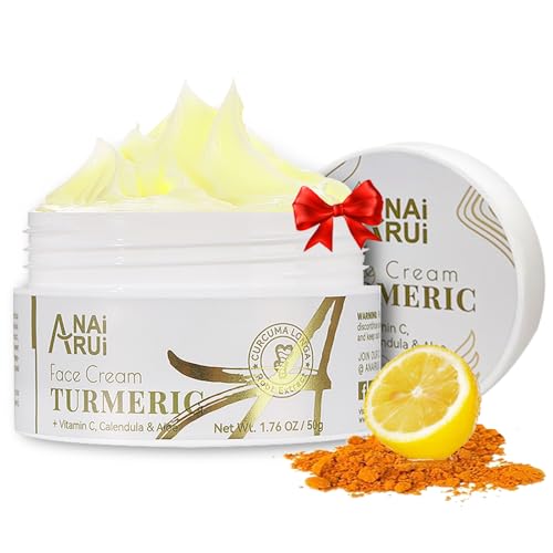 ANAI RUI Facial Moisturuzier, Turmeric Face Cream with Vitamin C for Hydrating, Firming, Tightening Skin, Turmeric Vitamin C Cream for Dark Spots, Dry Skin, 1.76 OZ