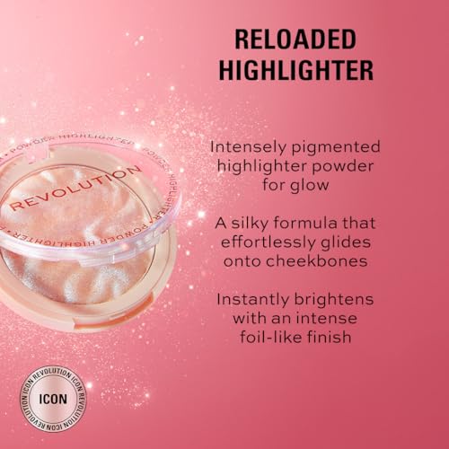 Revolution, Reloaded Pressed Powder Highlighter, Intensely Pigmented for a High Impact Dewy Finish, Dare to Divulge, 0.22 Oz