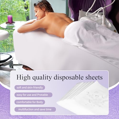 100PCS Disposable Bed Sheets 31.5" x 71", Non-Woven Fabric Massage Table and Spa Bed Covers, Breathable and Durable for Ultimate Hygiene and Comfort in Massage, Tattoo, and Spa Treatments (White)