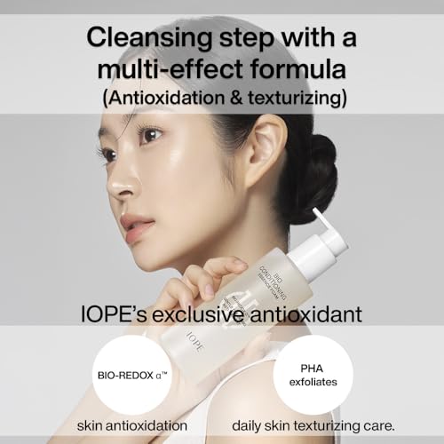 IOPE BIO Conditioning Essence Foam Facial Cleanser | Gentle Makeup Cleansing & Moisturizng for Sensitive Skin, Antioxidant, Daily exfoliation with PHA, Korean Face wash, 6.08 Fl Oz