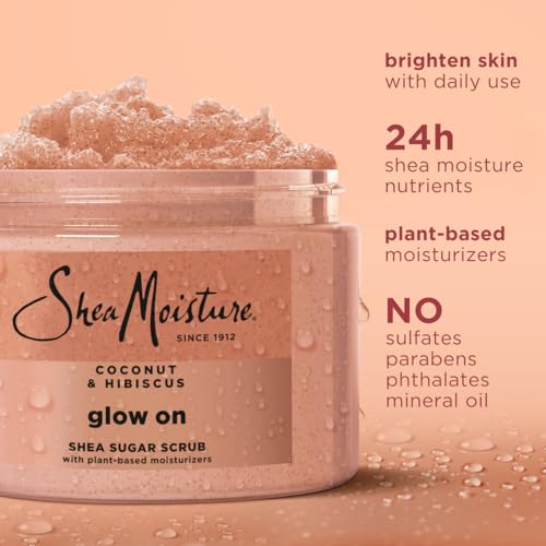 SheaMoisture Shea Sugar Body Scrub For Glowing Radiance Coconut Hibiscus Glowing Radiance Body Scrub With 24h Shea Moisture Nutrients 12 oz