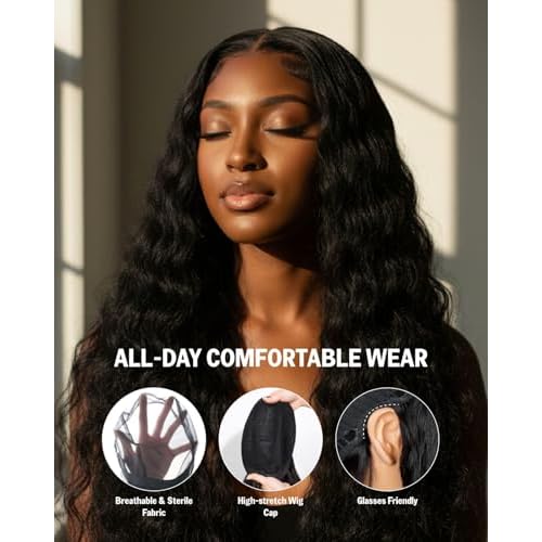 Glueless Wigs Human Hair Pre Plucked Pre Cut Loose Deep Wave Lace Front Wigs Human Hair 6x5 Closure Wig Wear and Go Glueless Loose Curly Wig for Women (200% Density,20 Inch)