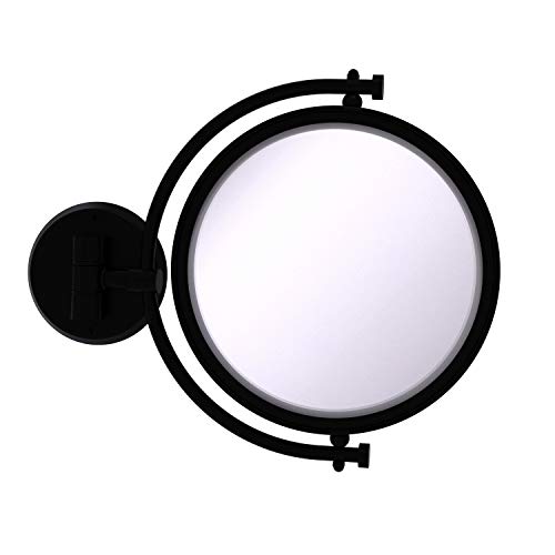 Allied Brass WM-4/4X 8 Inch Wall Mounted 4X Magnification Make-Up Mirror, Matte Black