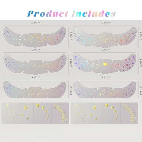 Freckles Face Tattoo, All-in-One Holographic & Gold Glitter, Waterproof and Sweatproof Sparkle Speckles Patches, Festival Cute Star Temporary Tattoo (Holographic&Gold)