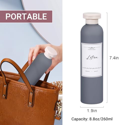 Travel Shampoo Bottle, Empty Plastic Squeeze Bottles 8.8oz with Flip Cap, Lotion Container for Toiletries Travel Size Shampoo and Conditioner