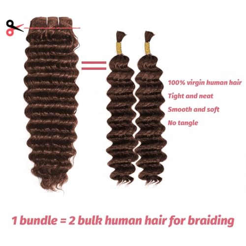 Deep Wave Bundles Human Hair 20 22 24 Inch 12A Deep Wave Human Hair Bundles Wet and Wavy Color 4 Bundles Human Hair Brown Bundles Extensions