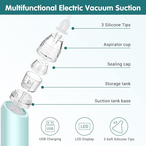 Ear Wax Vacuum Removal Tool, 6 Gear Strong Suction Electric Ear Cleaner Ear Vacuum Wax Remover, USB Charge Ear Wax Suction Removal Kit, Reusable Ear Suction Vacuum Device for Adults and Kids (Blue)