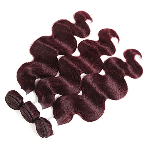 Remy Hair Body Wave Bundles - 16/18/20 Inch Burgundy Unprocessed Brazilian Virgin Hair