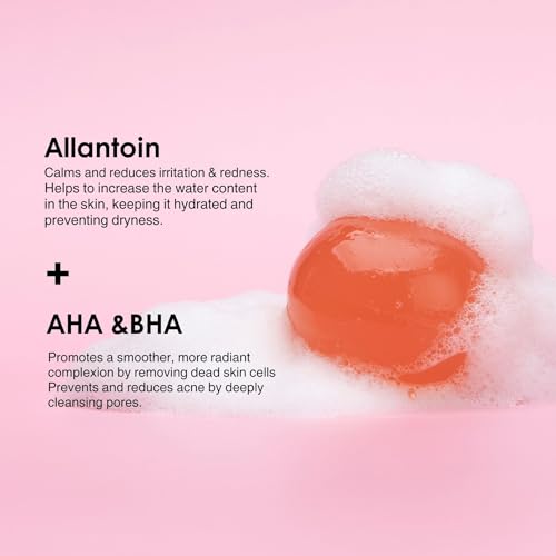 Naisture Be Bare Jelly Ball Cleanser, Daily Face Wash Korean Skin Care Cleanser Ball for Dry Skin with Allantoin for Protection, AHA &BHA for Exfoliation and Hydration- Peachy Pink (1.41oz)