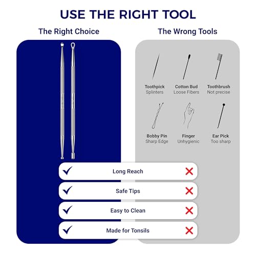 Oravix Tonsil Stone Remover Tool Pack of 2, Metal Tonsil Stone Removal Tool, 7¡¯¡¯ Surgical-Grade Stainless Steel Metal Pick with 10 Soft Silicone Tips, Fight Bad Breath, Safe & Easy