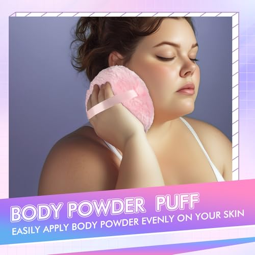 WSYUB Extra-Large Body Powder Puff - 6 Inch Ultra Soft Fluffy Velour Powder Puff, Pink