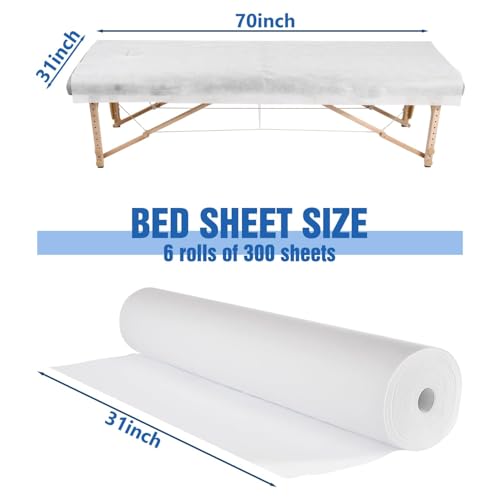 Disposable Bed Sheets 31" x 71" Massage Table Covers Non Woven Fabric Massage Bed Sheets Breathable Bed Cover for Spa Massage Beauty Tattoos Waxing Table (White-300Pcs)