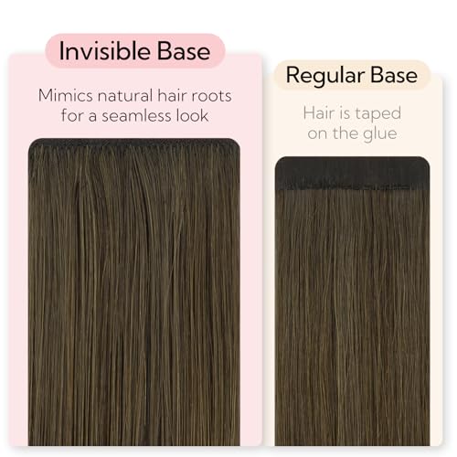 HOTBANANA Invisi Edge Tape in Hair Extensions Human Hair, 24inch 50g 20pcs Ombre Walnut Brown to Ash Brown and Bleach Invisible Tape in Extensions Straight Seamless Real Remy Hair Injected