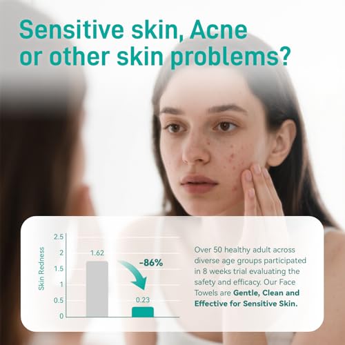 Face Towels, 10"¡¿12" Disposable Face Towel, Face Towelettes XL, Ultra Soft Makeup Remover Dry Wipes, Thick Face Towel for Sensitive Skin, 50 Count (1 Pack)