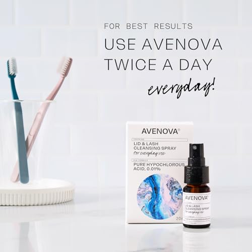 Avenova Eyelid and Eyelash Cleanser Spray - Pure Hypochlorous Acid, Gentle Everyday Lash Cleanser For Eye Irritation, 20mL (0.68oz)