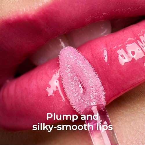 Lamel All-in-One Lip Oil - Lightweight, No-Sticky, Tinted, Plumping, Hydrating Lip Gloss - Lip Balm for Day & Night Use, Long-Lasting Lip Stain, Lip Glow Oil, Lip Plumper Tint - Pink Sparkle ¢à402