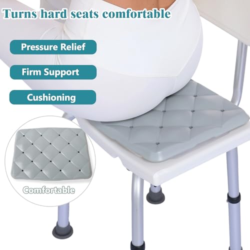 Waterproof Shower Cushion Seat Pad for Bath Bench, Chair, Bathtub, or Walk-in Tub, Non-Slip Foam Bath Seat with Drain Holes, Tailbone Relief Comfort & Support for Seniors, Elderly, Bariatric Chair
