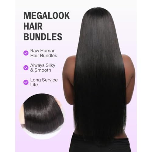 Human Hair Bundles Straight 3 Bundles Human Hair 18 20 22 Inch 100% Unprocessed Brazilian Weave Bundles Double Weft Bundles Straight Natural Black Color
