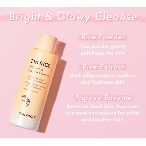 TONYMOLY I'm Rice Clarifying Skincare Set ? 3-Step Face Care for Clear, Hydrated Skin ? Includes Enzyme Powder Cleanser, Blemish Mask & Nourishing Sheet Masks ? Gentle Exfoliation & Oil Control