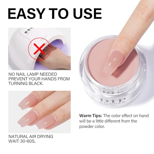 AILLSA Salmon Pink Dip Powder Nail Dipping Powder Jelly Nude Translucent DIY Manicure Salon at Home Easy to Use for Valentine's Day Gift (1 Oz)