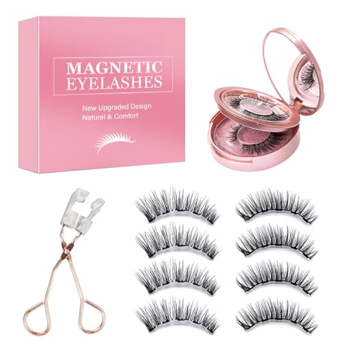 Magnetic Eyelashes, Reusable Fake Eyelashes with Applicator No Glue, Dual Magnetic False Eyelashes without Eyeliner, Natural Look