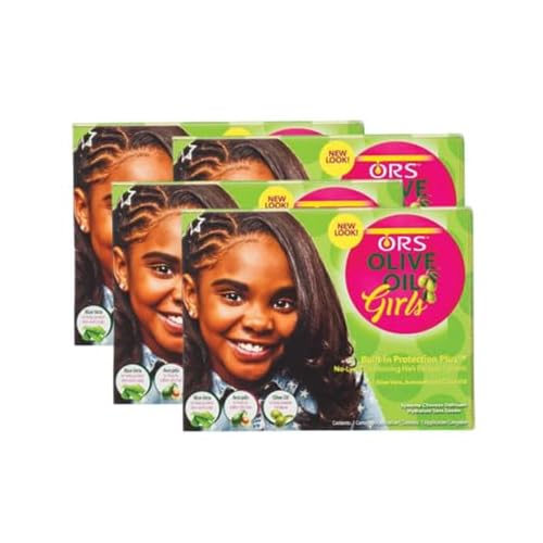 ORS Olive Oil Girls Built in Protection Plus No Lye Conditioning Hair Relaxer System (Pack of 4)