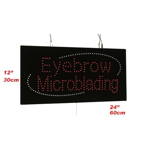 Eyebrow Microblading Sign, 24"x12", 60x30cm, TOPKING, LED, Neon, Florescent, Signage, Signboard, Display, Billboard, Screen, Grand Opening, Gift