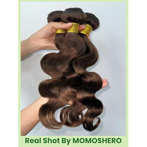 Chocolate Brown Body Wave Single Bundle Human Hair 18 Inch, 12A Soft Glossy 100% Unprocessed Remy Virgin Hair 1 Bundle Wavy. Classy Colored #4 Dark Medium Brown Weaves Sew In Extension