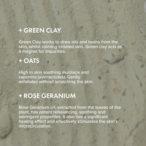 The Organic Pharmacy Flower Petal Deep Cleanser + Mask, 40ml, Natural Mineral Face Cleanser, With Oats & Green Clay, All Skin Types