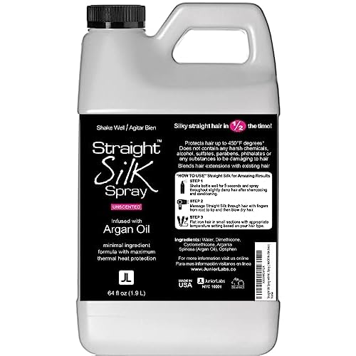 Straight Silk Spray with Moroccan Argan Oil | Hair Straightening Protector & Detangler | Alcohol-Free | Heat Protectant up to 450¡ÆF | Flat-Iron | Blow-Dry | Unscented | Hair Spray | MADE IN USA (64oz)