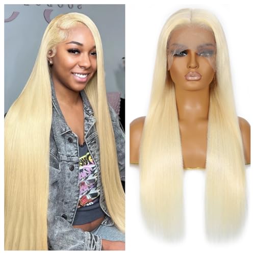 613 13x6 Lace Front Wig Human Hair 200 Density Blonde Wig Human Hair 613 HD Lace Frontal Wigs Human Hair Pre Plucked 613 HD Lace Frontal Wig Straight Glueless(32 Inch)
