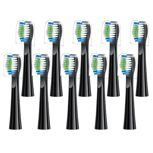 Replacement Toothbrush Heads 10 Pack Compatible with Bitvae Daily D2 Rechargeable Toothbrush, for D2 Toothbrush Heads Refills, Black